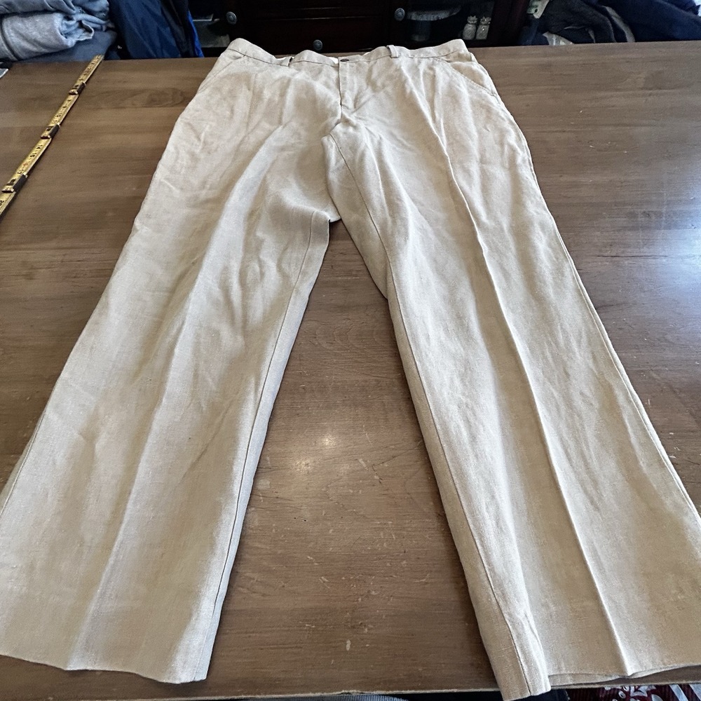 Men's Linen Blend Dress Pants - Beige